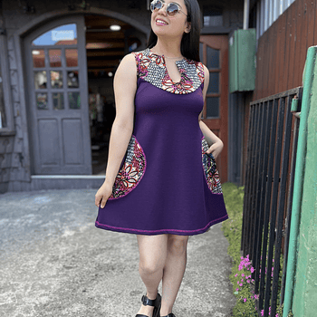 Vestido kisu Lulú morado con bolsillos