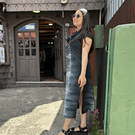 Vestido kisu Aylin negro teñido a mano abertura lateral