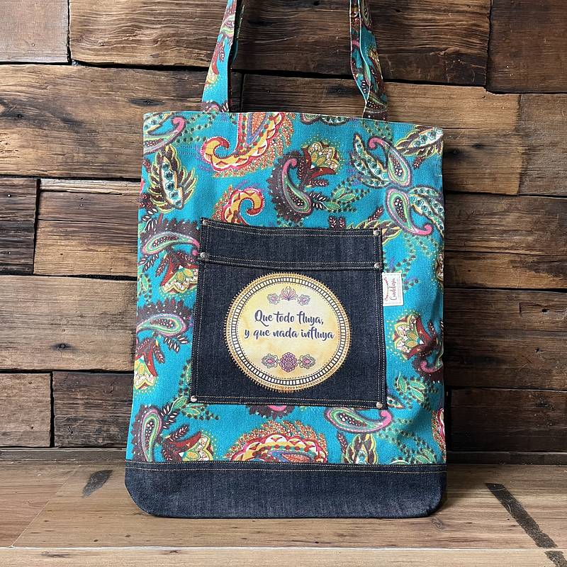 Tote Bag Que todo fluya y que nada influya turquesa mandalas