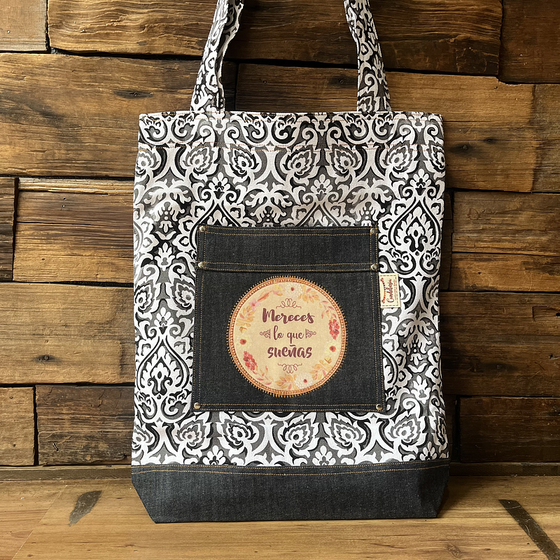 Tote Bag Mereces lo que sueñas blanco y negro