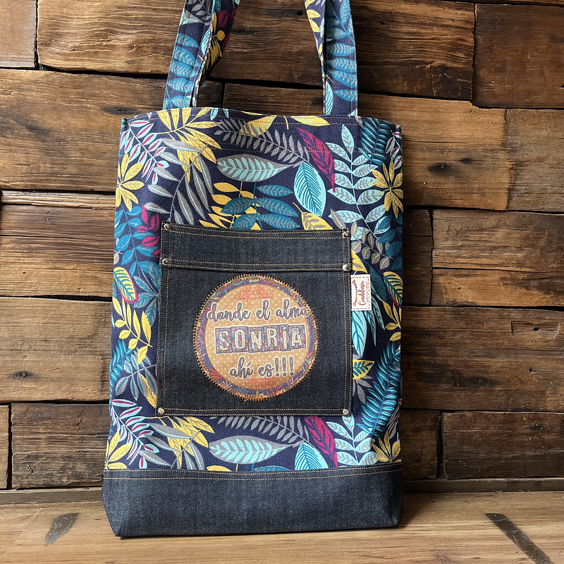Tote Bag Donde el alma sonría ahi es hojas azules