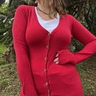 Cardigan spandex rojo con botones dorados