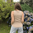 Camiseta algodon rib deslavado taupé