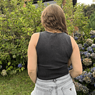 Crop Top algodon rib deslavado negro