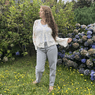 Cardigan macramé blanco con botones