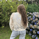 Cardigan macramé beige con botones