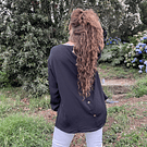 Blusa gasa negro botones espalda manga roll up