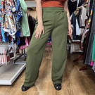 Pantalon palazzo Lilian verde militar con bolsillos