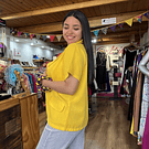 Blazer tapado amarillo manga corta