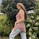 Polera Susy destellos palo rosa sin mangas 