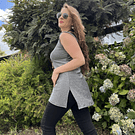 Polera Susy destellos plata sin mangas