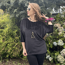 Polera Marlene velvet negro encaje