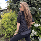 Polera Maria velvet negro encaje