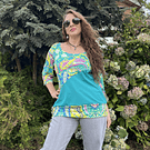 Polera Maria lycra turquesa mandalas 