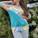 Polera Maria lycra turquesa floral