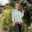 Poleron Ultravioleta Olivia algodon menta negro floral