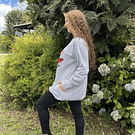 Poleron Ultravioleta Elisa algodon gris melange hojas negro lunares 