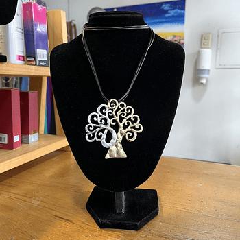 Collar arbol de la vida fusion dorado y plateado cordon de cuero con extension