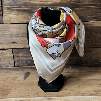 Pañuelo seda 70*70 cms gatitos puzle beige