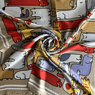 Pañuelo seda 70*70 cms gatitos puzle beige