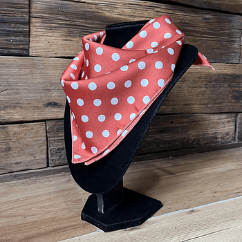 Pañuelo seda 50*50 cms rojo lunares blancos