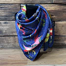 Pañuelo seda 90*90 cms aves y bichitos azul