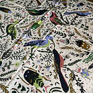 Pañuelo seda 90*90 cms aves y bichitos blanco