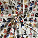 Pañuelo seda 70*70 cms gatitos artistas borde amarillo