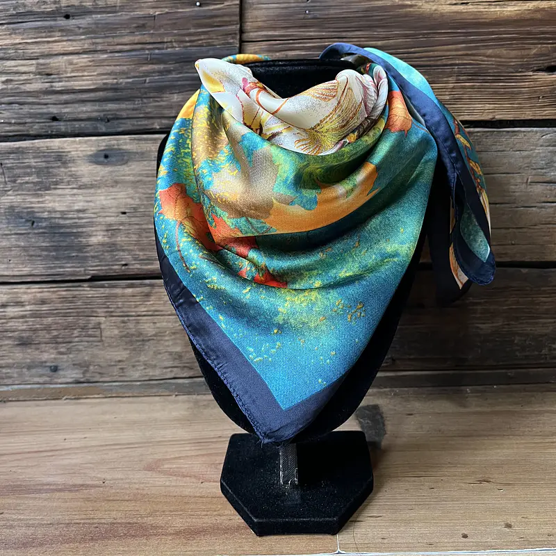 Pañuelo seda 70*70 cms jardin de otoño