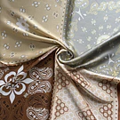 Pañuelo seda 70*70 cms mosaico tribal bordes cafe