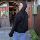 Chaqueta gamuza negro flor bordada 