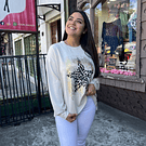 Poleron estrella beige print foil dorado 