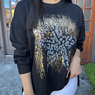 Poleron estrella negro print foil dorado 