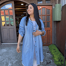 Bluson denim snoopy celeste con capucha