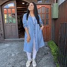 Bluson denim snoopy celeste con capucha