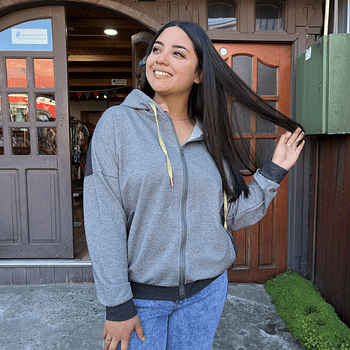  Poleron algodon gris con cierre foil espalda