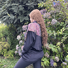 Poleron murcielago cuello velvet negro encaje brillo