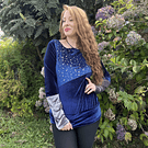 Poleron Mariela velvet azul espacial