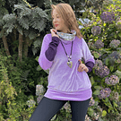 Poleron Alejandra velvet lila brillo holografico