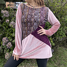 Poleron Sandra velvet palo rosa encajes