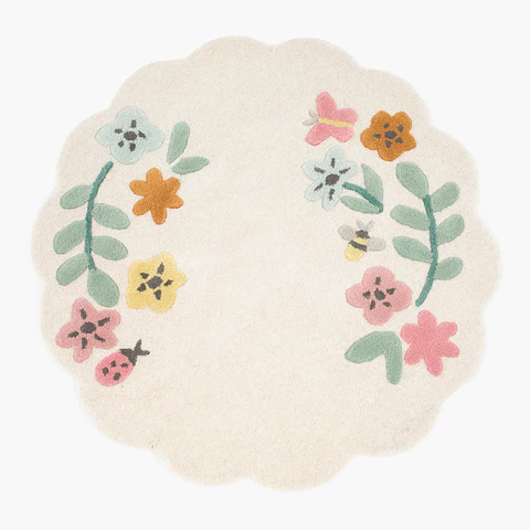 Alfombra Floral Premium BEMOR | Lana Natural 120 cm