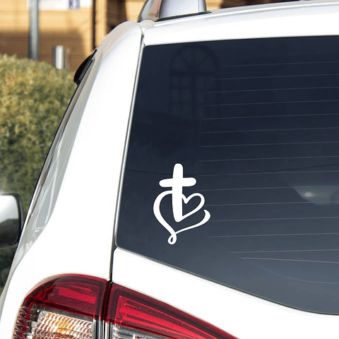 Sticker Vehicular - Cruz Corazón