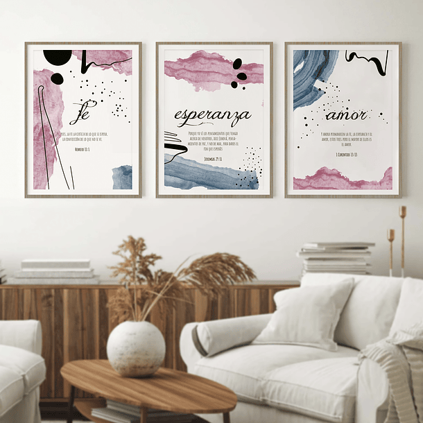 Set 3 Cuadros - fe esperanza y amor 