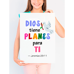 Lámina infantil Dios tiene planes para ti