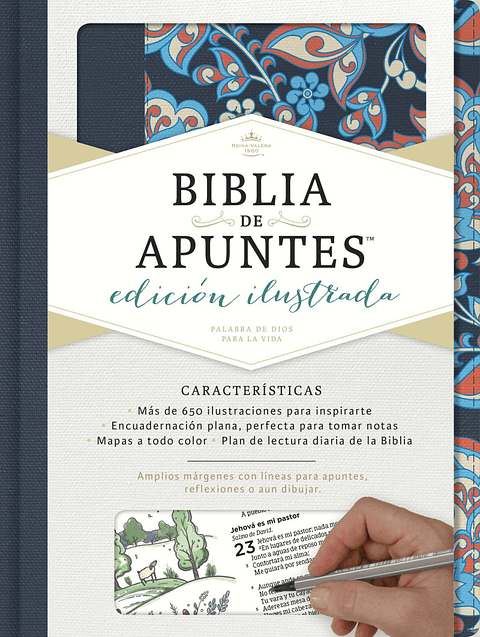 Biblia RVR 1960 de Apuntes Edición Ilustrada Rosado y Azul Tela