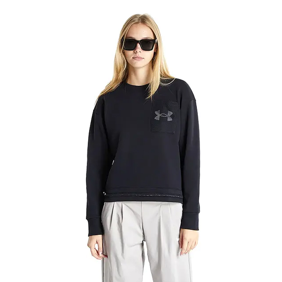 Poleron mujer UA Rival Fleece Mesch Crew 1365847-001 