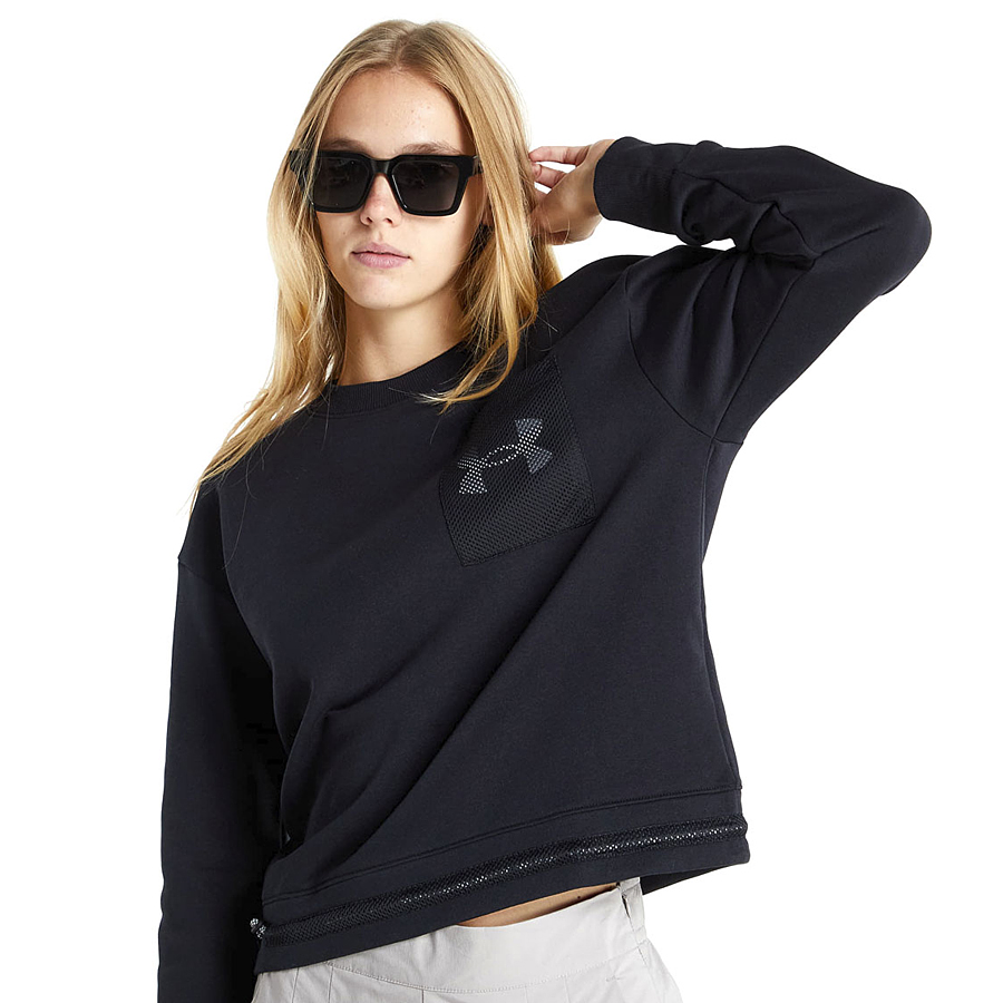 Poleron mujer UA Rival Fleece Mesch Crew 1365847-001 