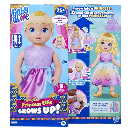 BABY ALIVE PRINCESS ELLIE GROWS UP! (RUBIA) HASBRO F5236