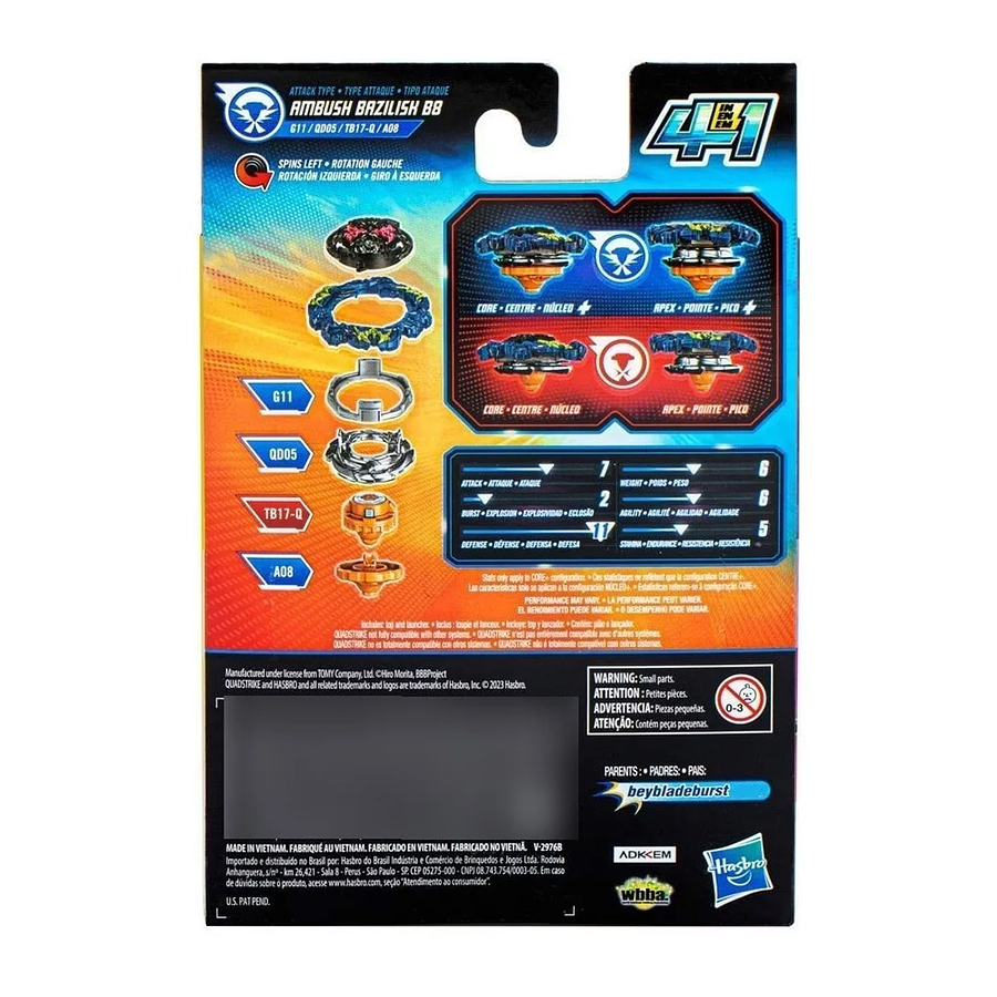 Beyblade Burst Quadstrike Starter Pack - Ambush Bazilisk F6807