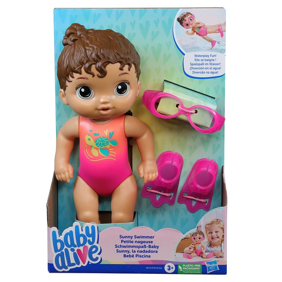 Muñeca Baby Alive Sunny la Nadadora Pelo Castaño F8141